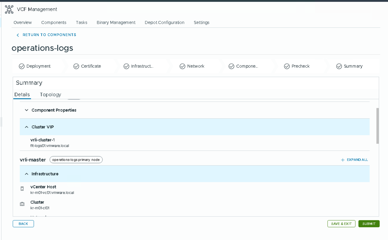 Deploying the VCF Operations for Logs Appliance in VCF 9 ...